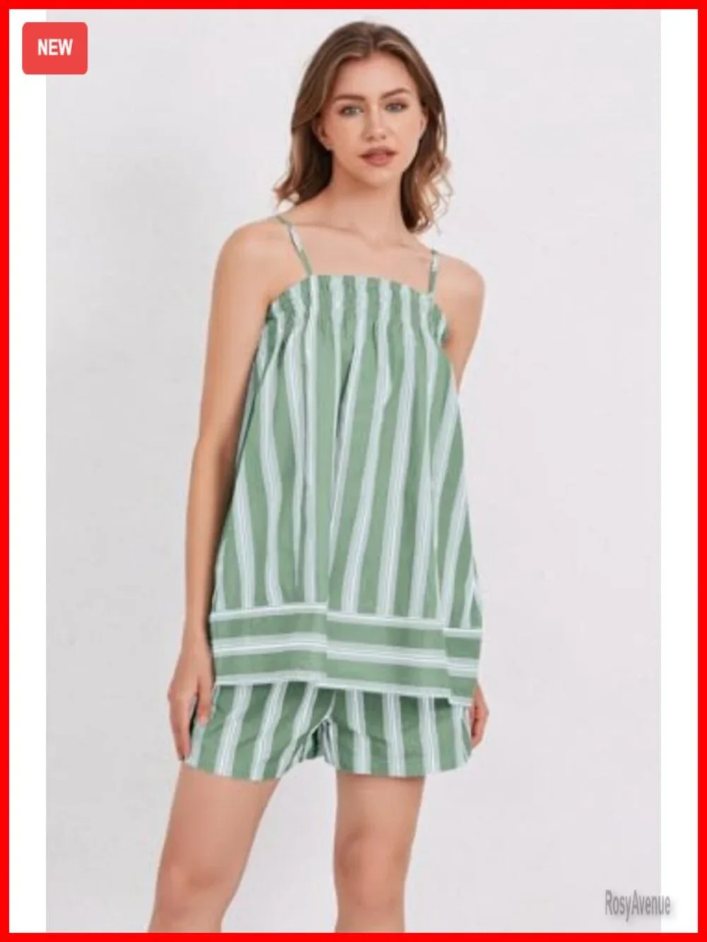 2 Piece Lounge Set Striped Sleeveless Peplum Cami and Wide Leg Shorts Set